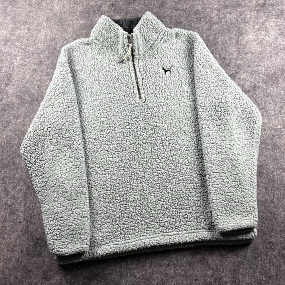 Victoria’s Secret PINK Womens Small Gray Sherpa Quarter Zip Dog Logo Pullover